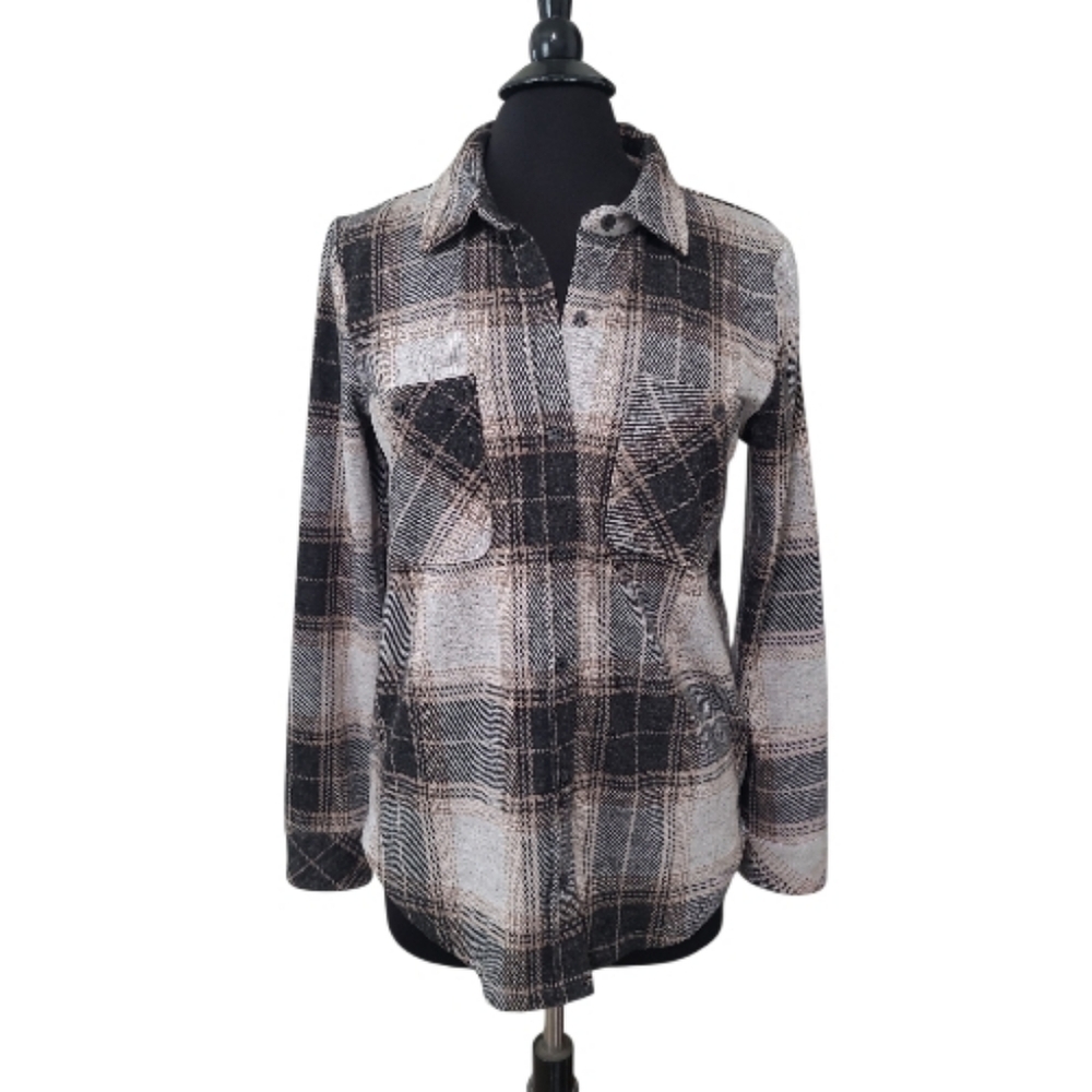 Altar'd State Plaid Button Front Shirt Size M